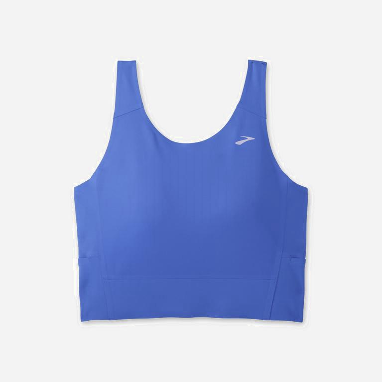 Brooks Run Within Crop Mujer Camiseta Sin Mangas - Azules / Dorados (8025ZUVJD)